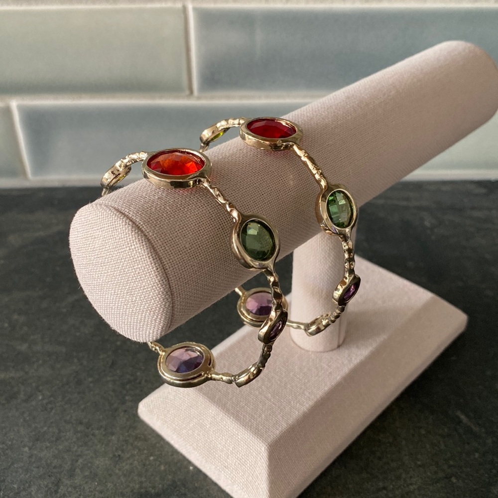 Bundle of 2 Henri Bendel Rhinestone and Gold tone Bangles - Picture 2 of 9
